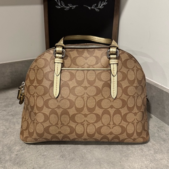 Coach Peyton Signature Cora Domed Satchel Handbag 24606 Gold/Brown! GUC!! - Picture 3 of 12